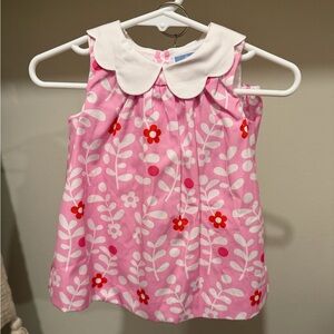 Jacadi Pink and White Baby Dress with Collar